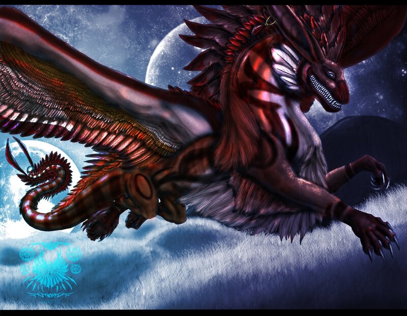 Red Winged Dragon — Dramatic, Night