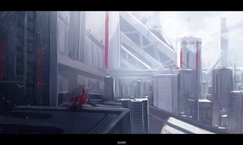 Red-winged Figure on Rooftop