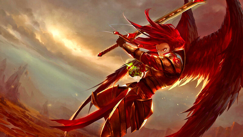 Red-winged Warrior with Sword — Red