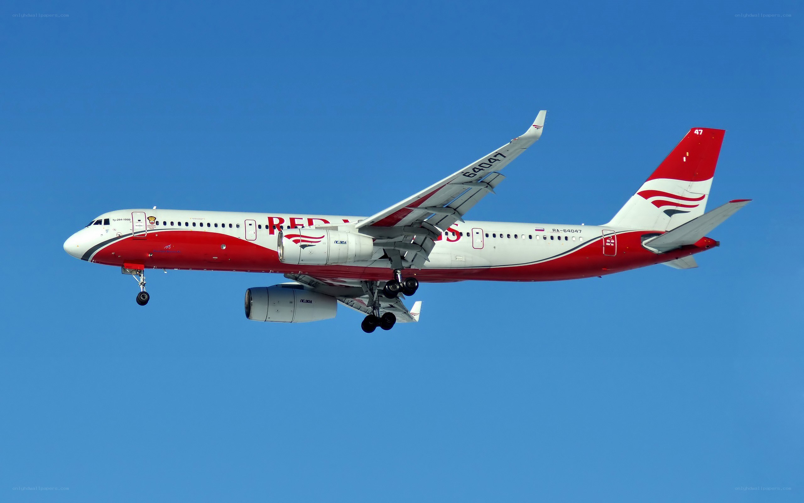 Red Wings Airplane in Flight