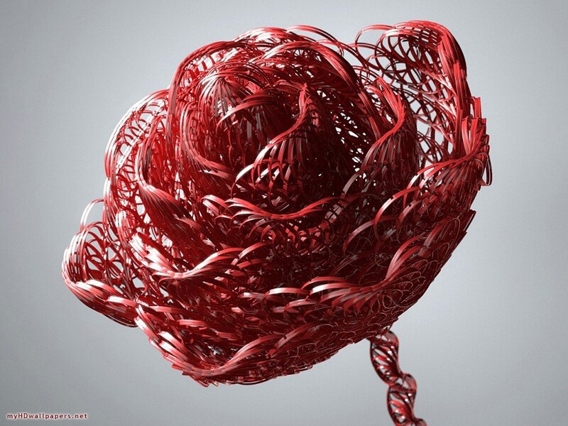 Red Wire Rose Sculpture