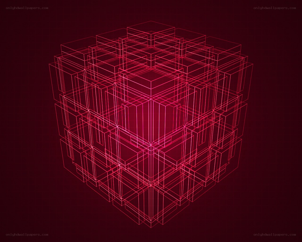 red wireframe cube structure