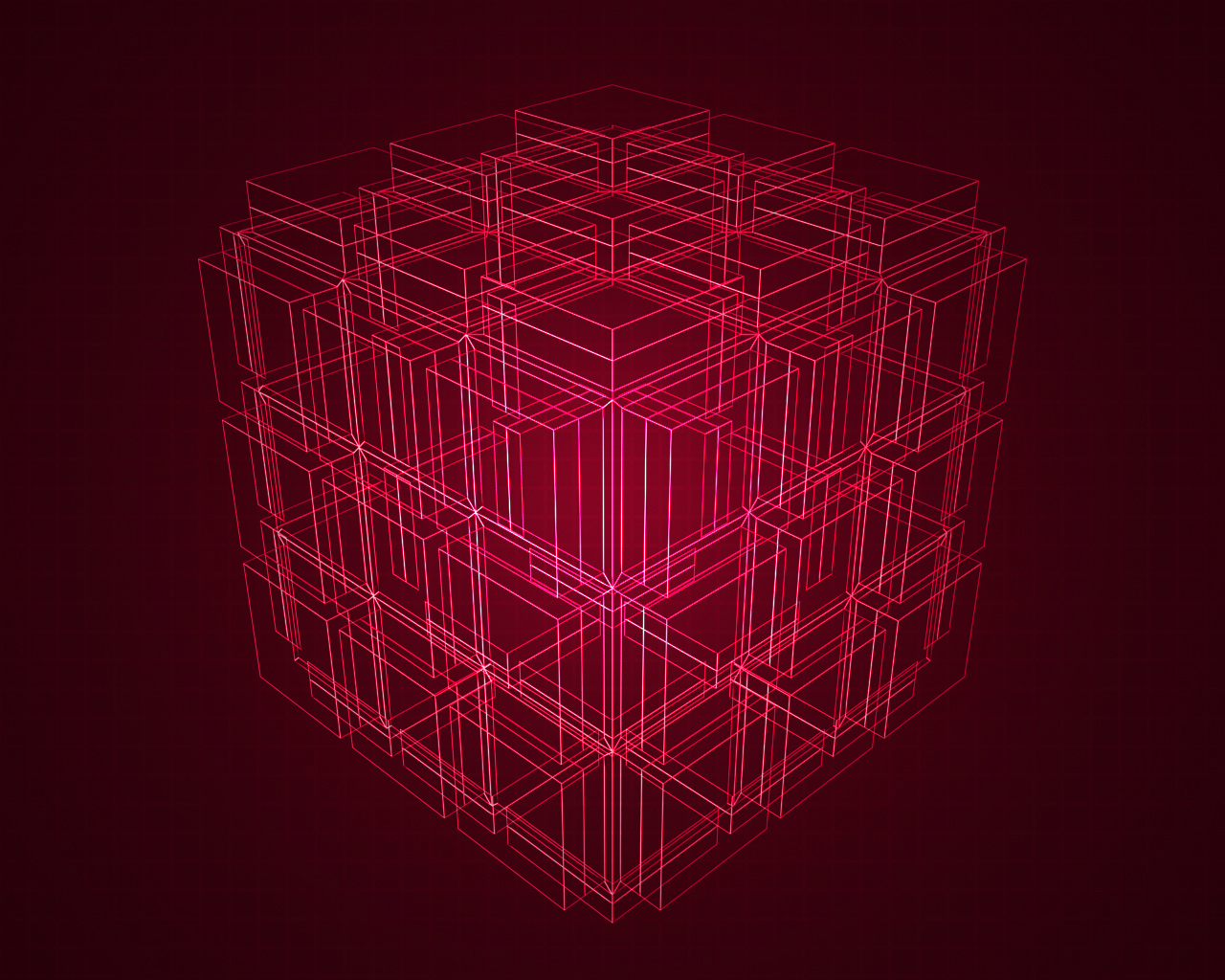 red wireframe cube structure