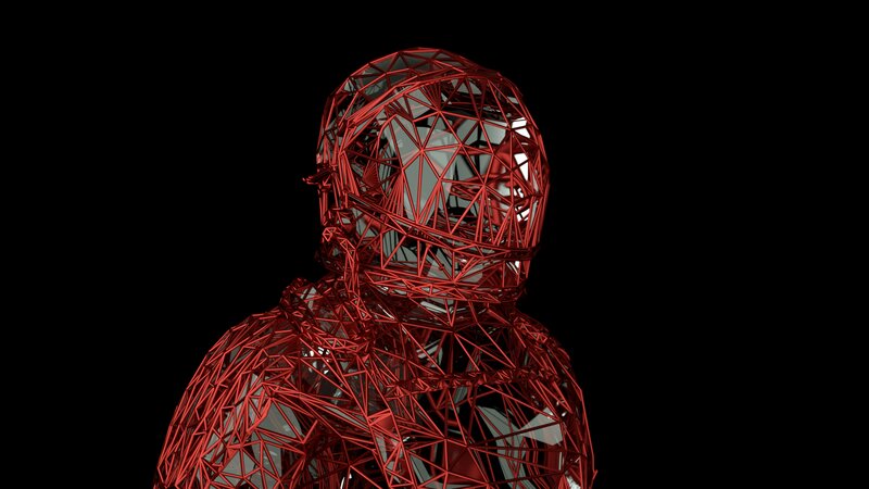 Red Wireframe Figure