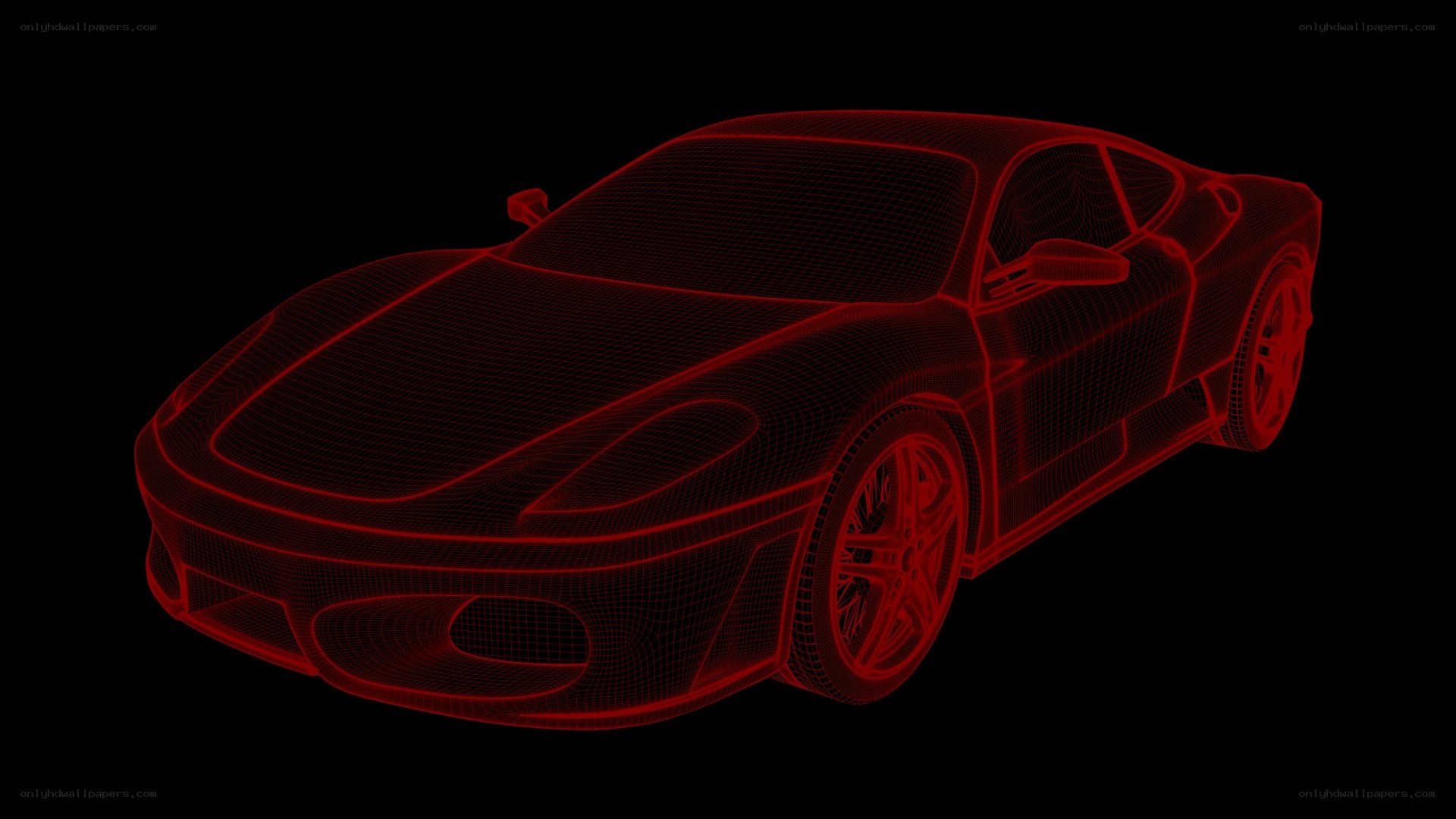red wireframe sports car