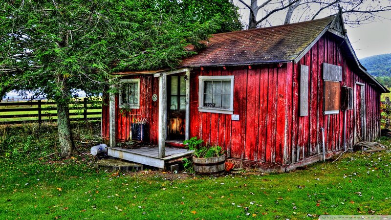 Red Wooden Cabin — Rural