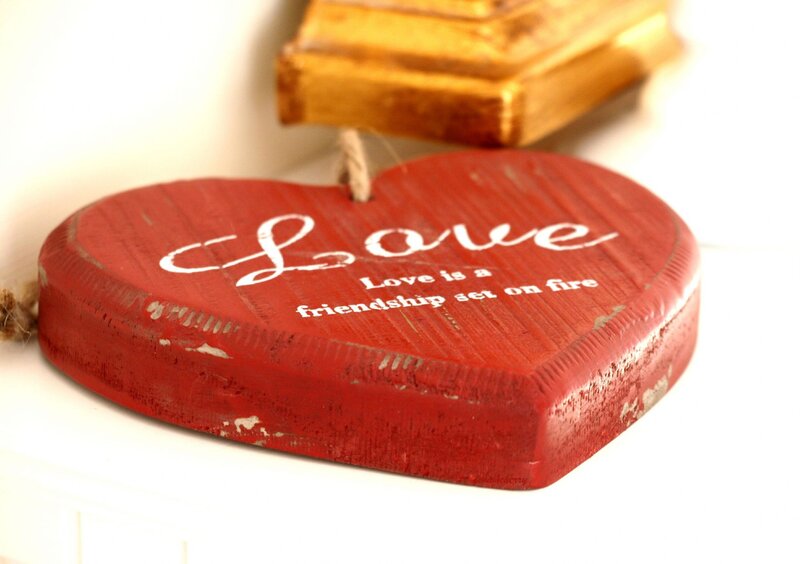 Red Wooden Heart Sign