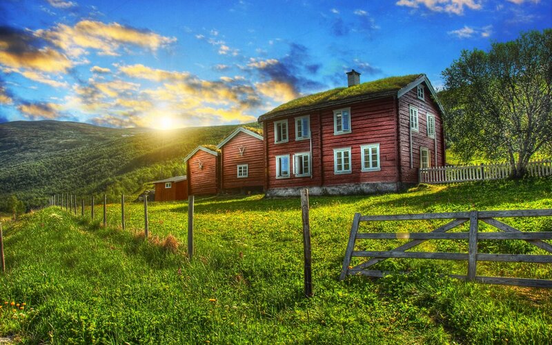 Red Wooden House — Green