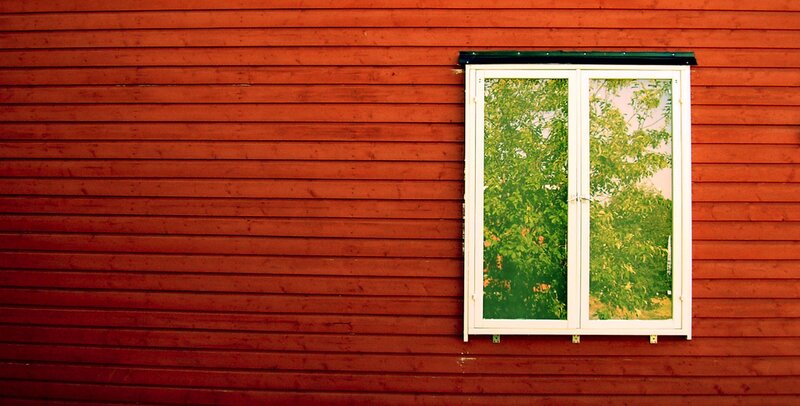 Red Wooden Wall with Window