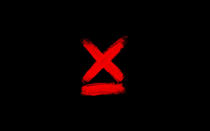 red x on black background
