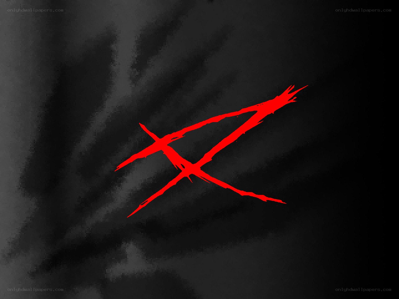 Red X on dark background