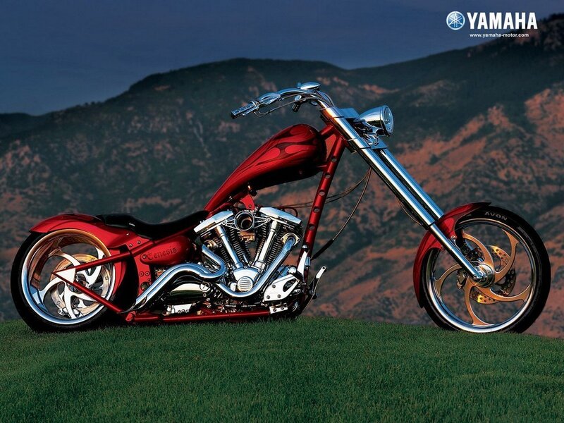 Red Yamaha chopper motorcycle