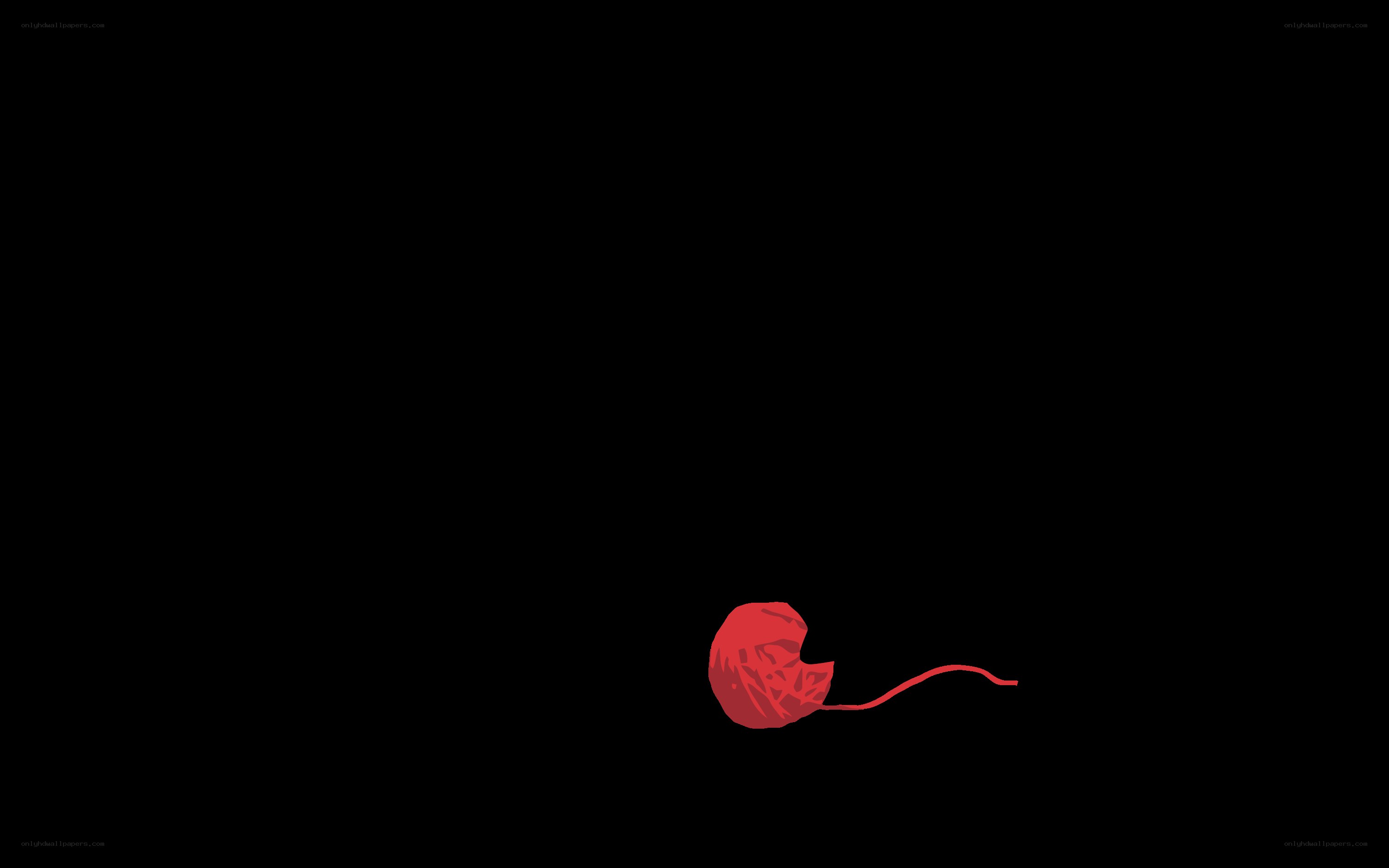 red yarn ball on black