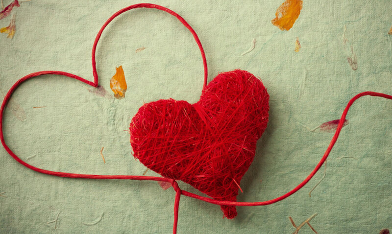 Red Yarn Heart — Calm, Photograph, Heart Shape