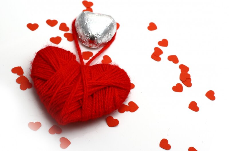 Red Yarn Heart — Romantic, Photograph