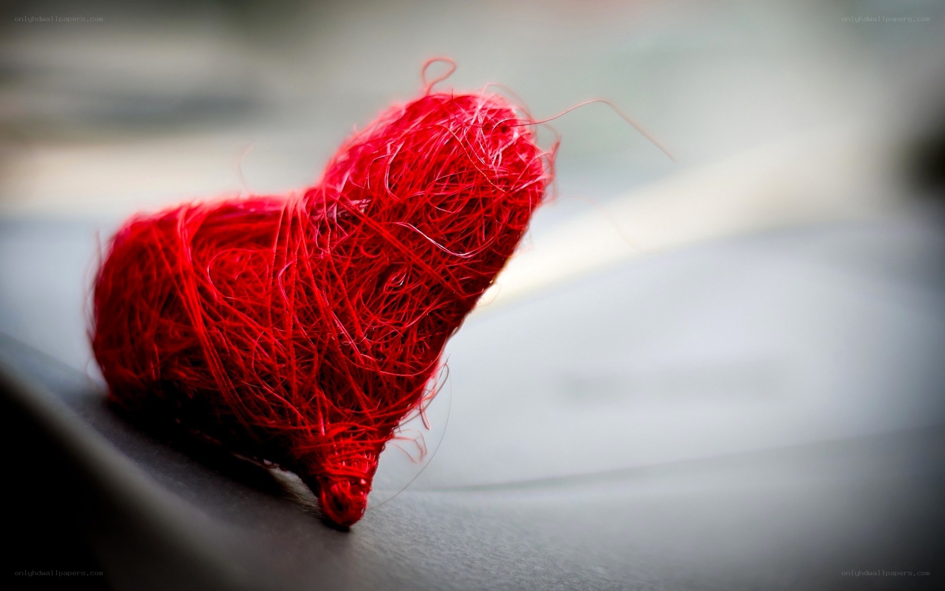 Red yarn heart shape