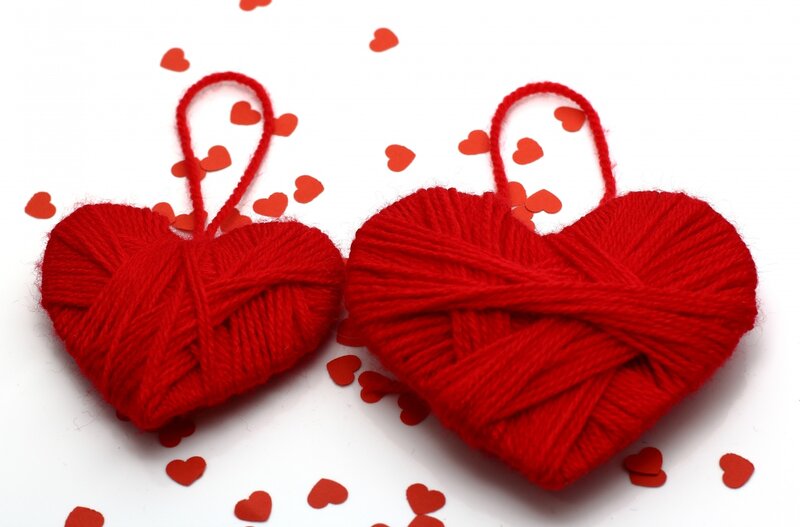 Red Yarn Hearts