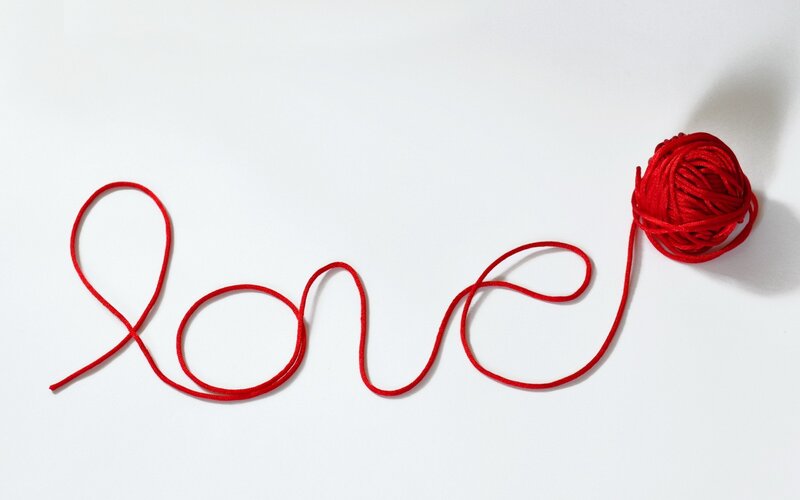 Red Yarn Spelling Love
