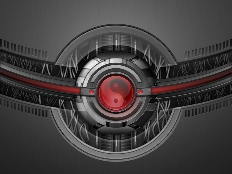 Red Yin-yang Symbol — Gray, Dramatic, Digital Art