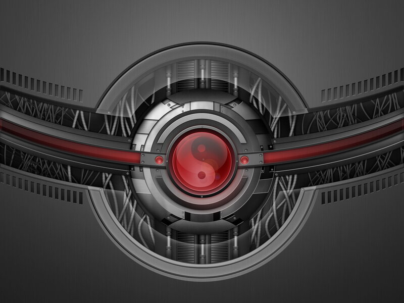 Red Yin-yang Symbol — Gray