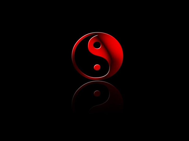 Red yin-yang symbol
