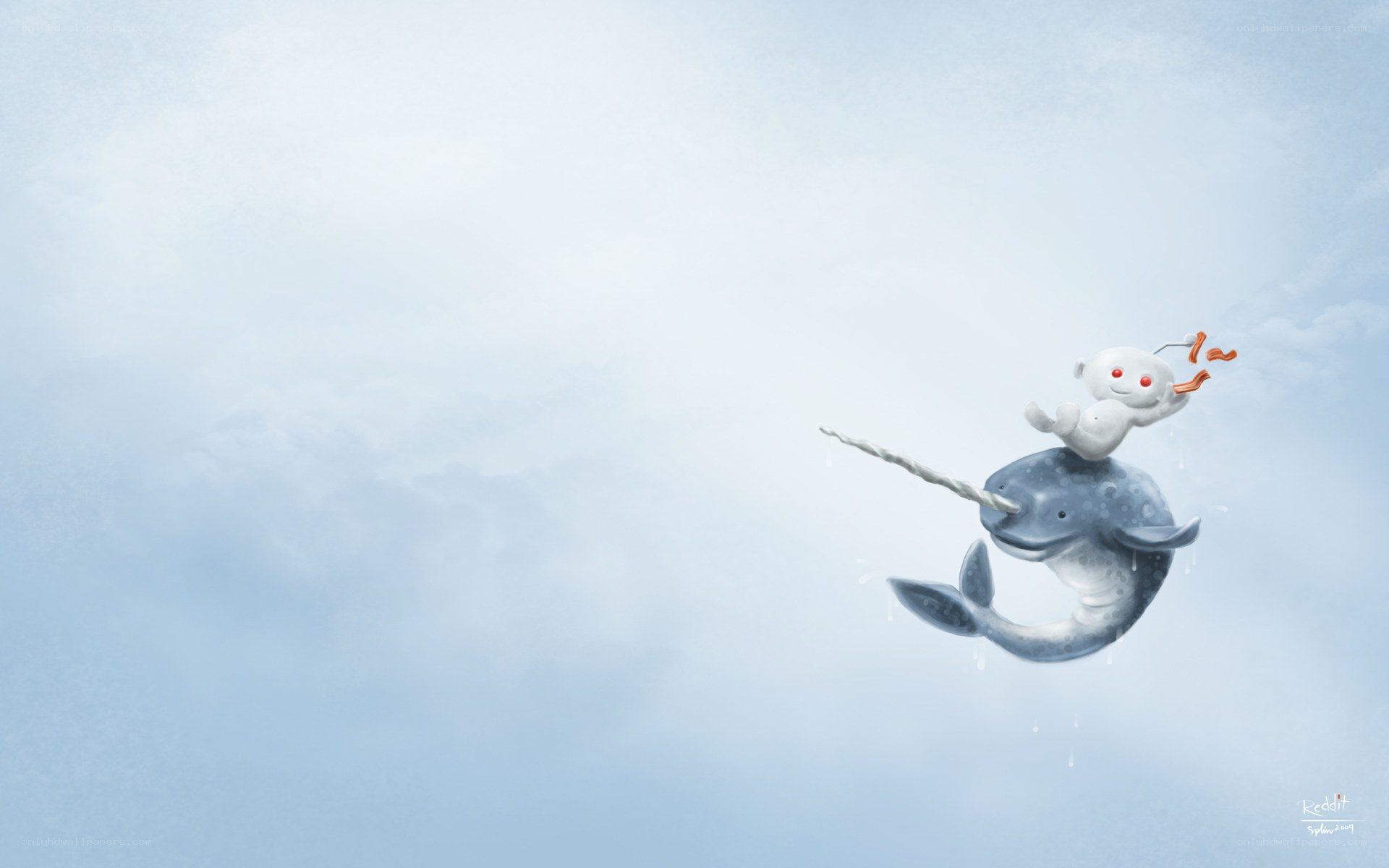 Reddit mascot on a narwhal