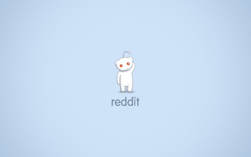 Reddit mascot on blue background