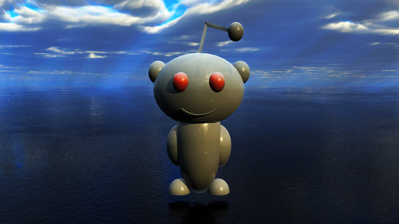 Reddit mascot on ocean