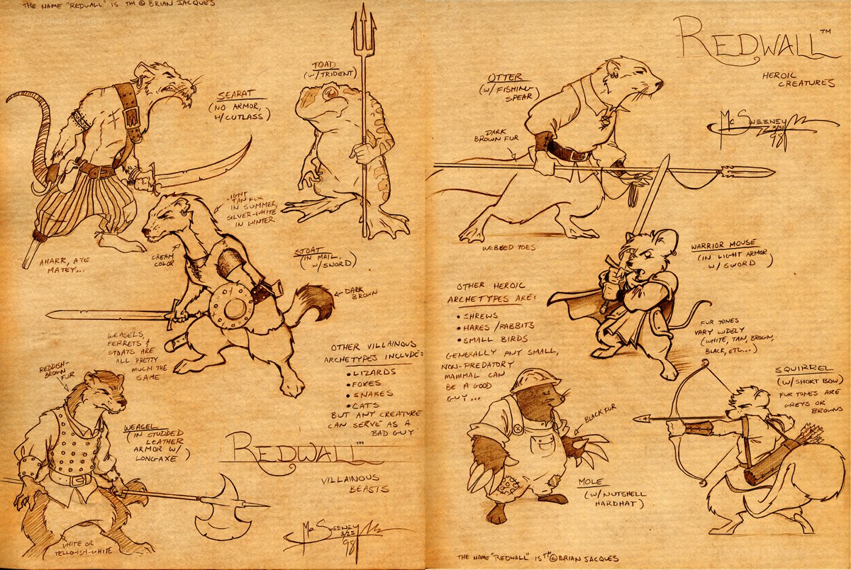 Redwall character design sheet