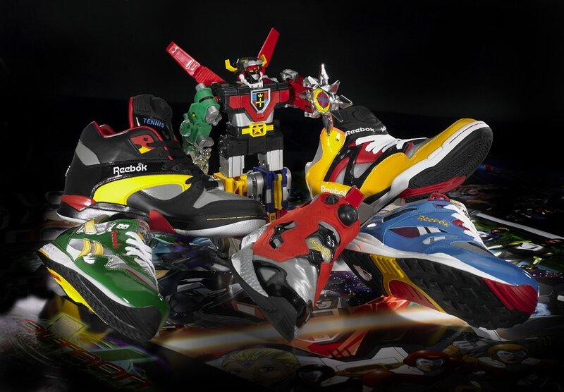 Reebok sneakers with Voltron toy