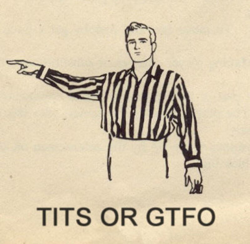 referee pointing with text