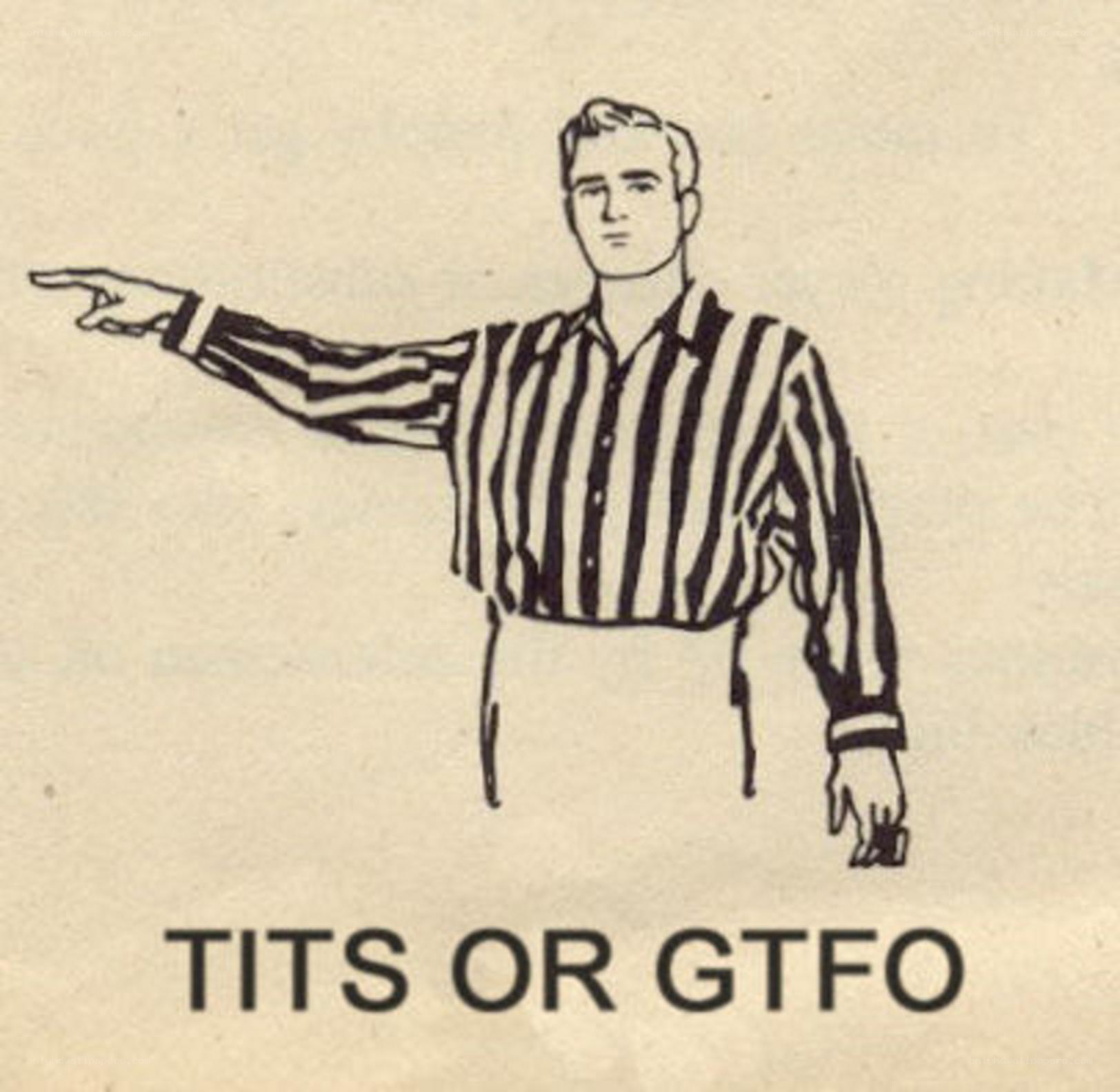 referee pointing with text