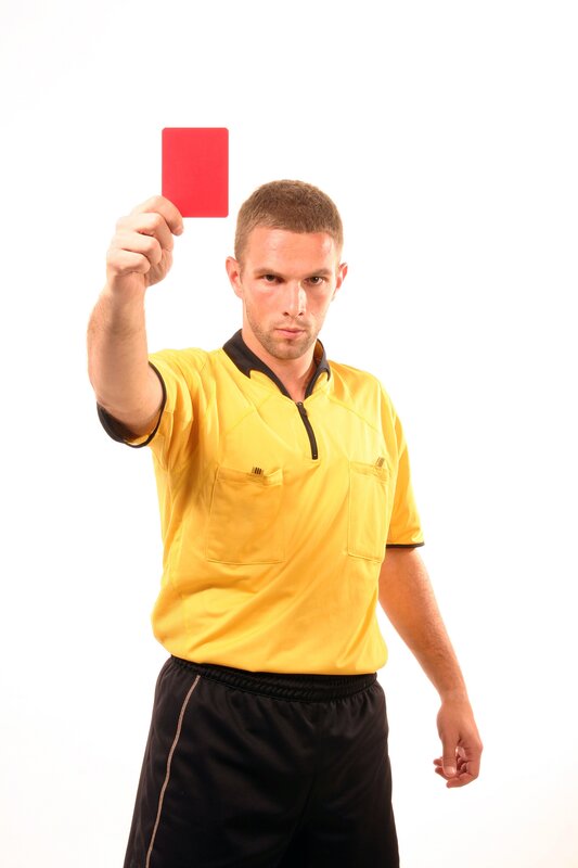 Referee Showing Red Card — Yellow, Serious