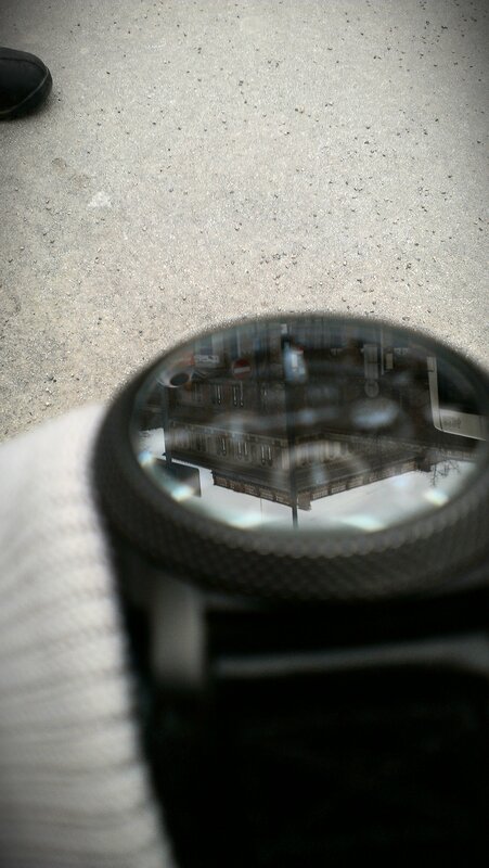 reflection in a magnifying glass