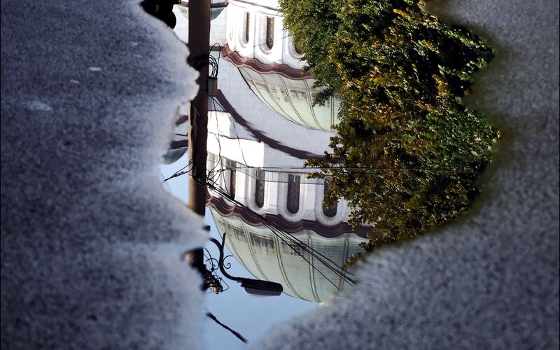 Reflection of a church dome