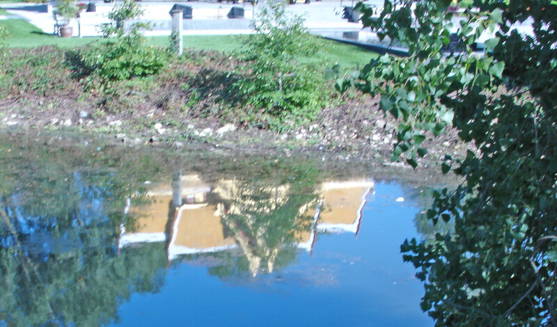 reflection of building in water