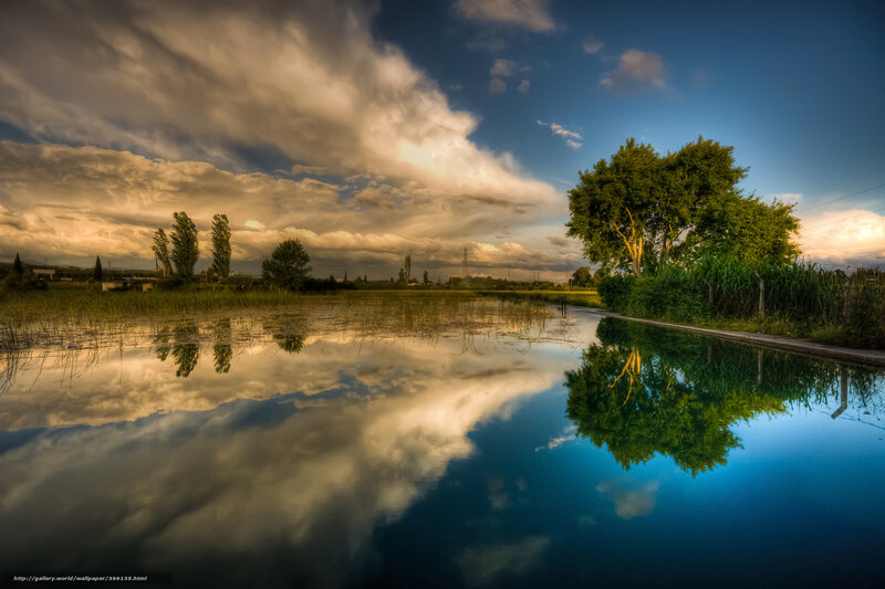 Reflection of Clouds in Water — Blue, Dramatic