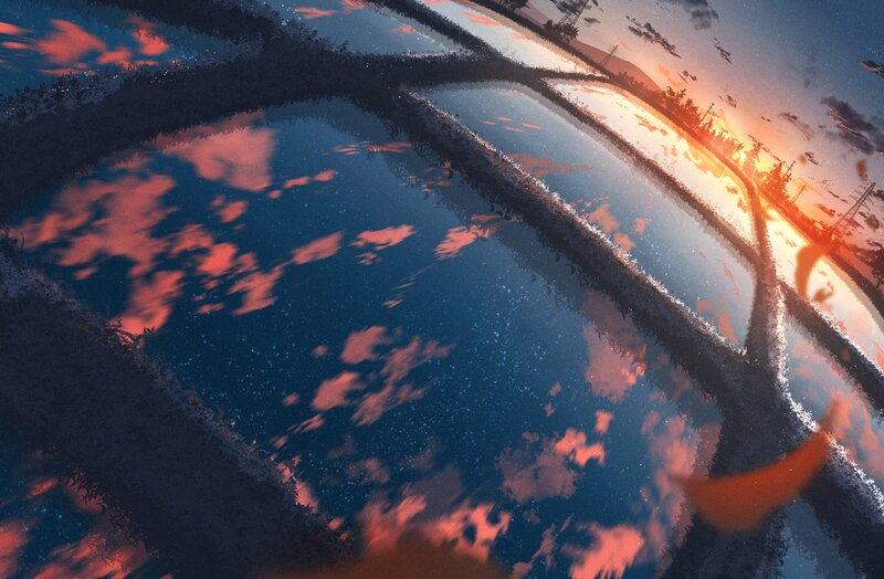Reflection of Sunset in Water