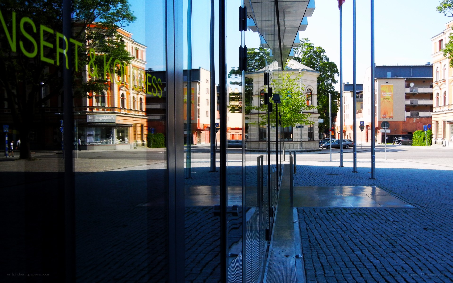 Reflections in a glass building