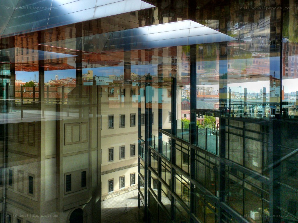 Reflections in a glass building