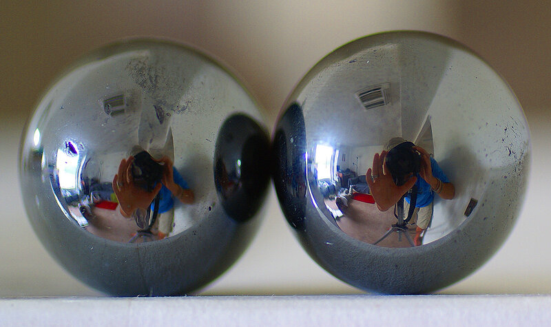 Reflections in two glass spheres