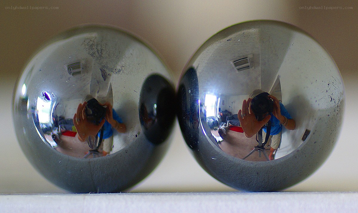 Reflections in two glass spheres