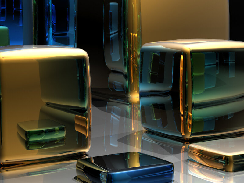 Reflective Metallic Cubes — Gold