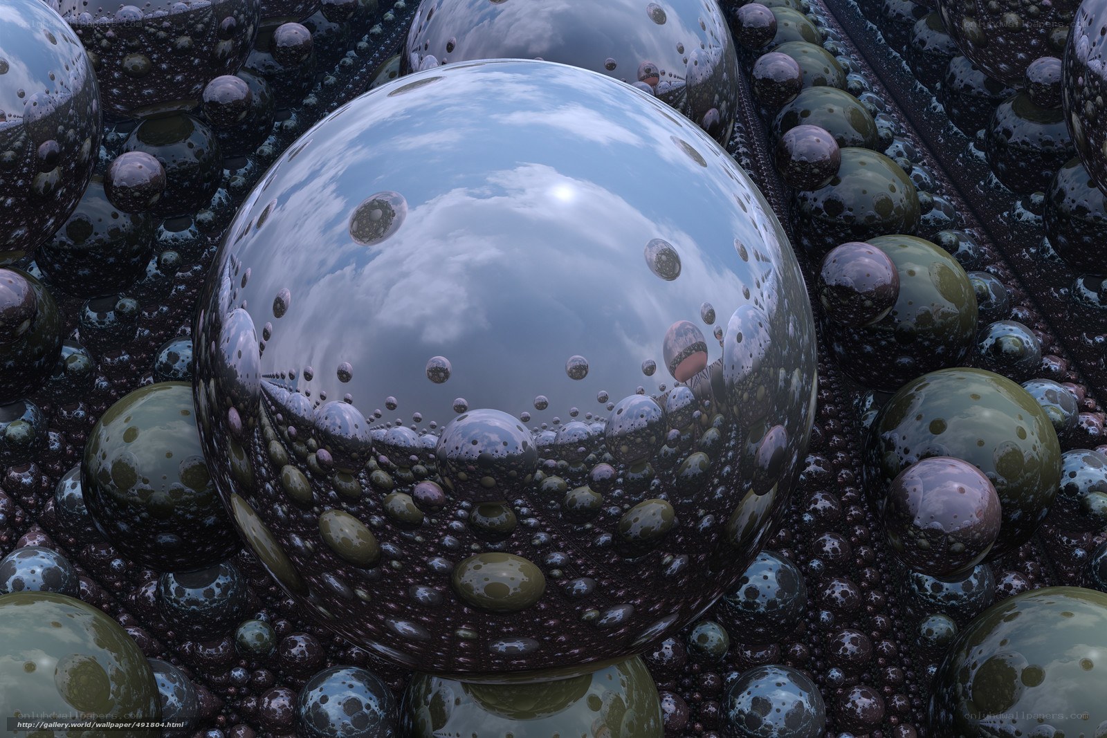 Reflective Spheres in a Fractal Array