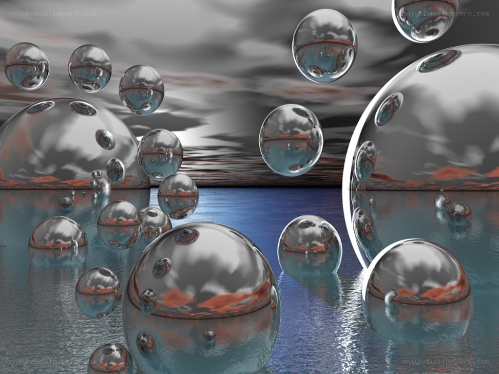Reflective spheres in water