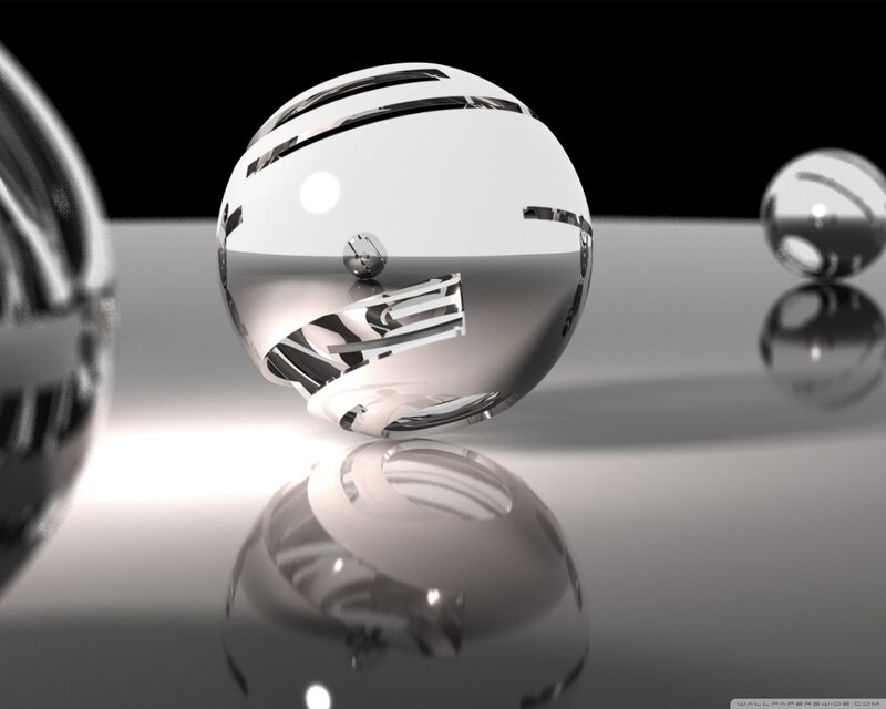 Reflective spheres on a glossy surface
