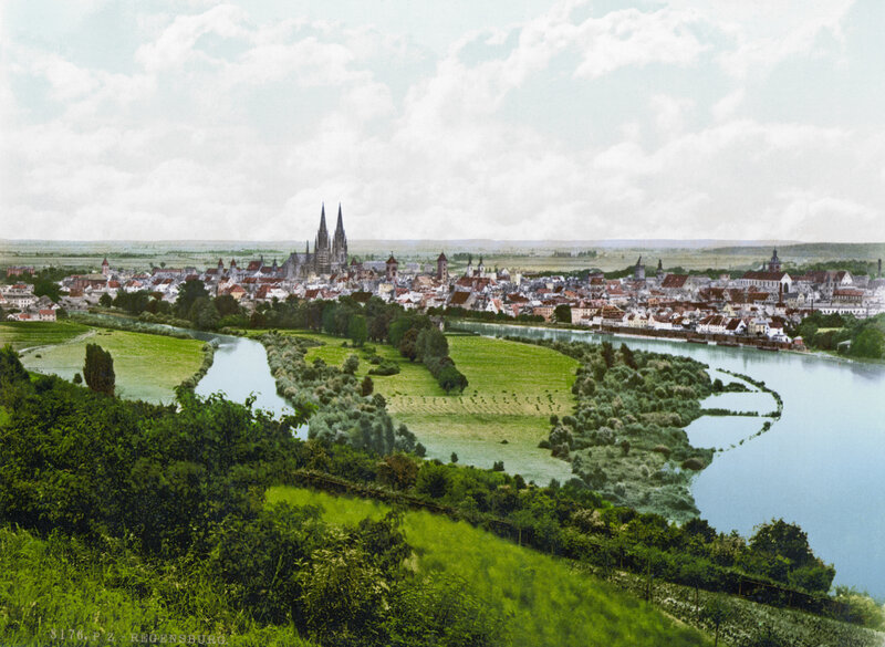 Regensburg cityscape with cathedral