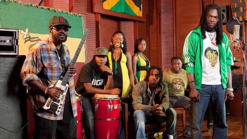 Reggae band in studio