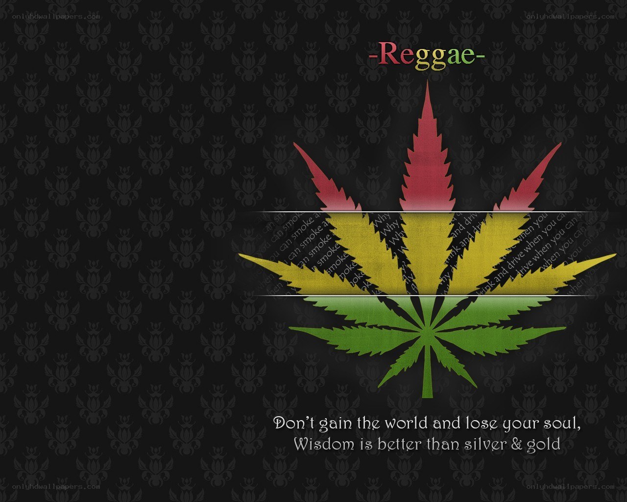 Reggae leaf with quote