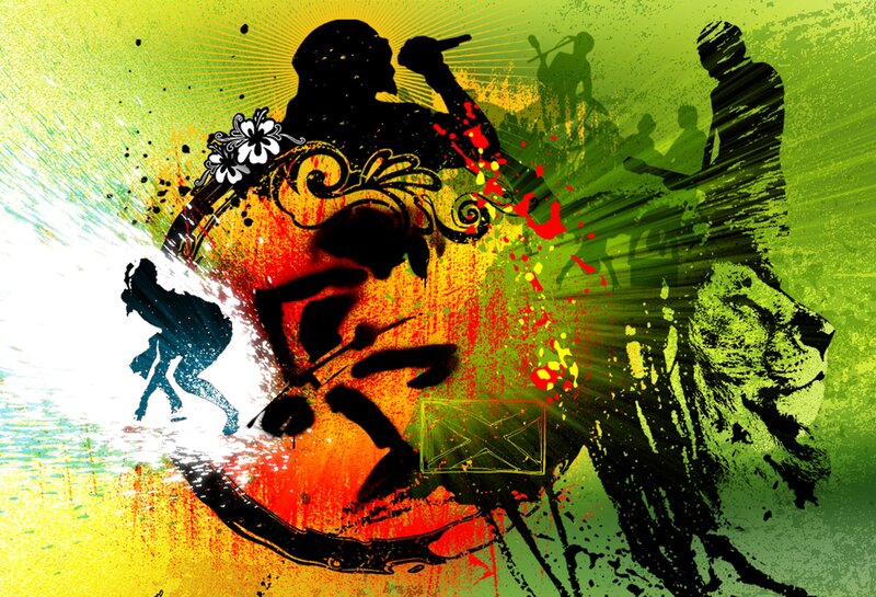 Reggae music art collage